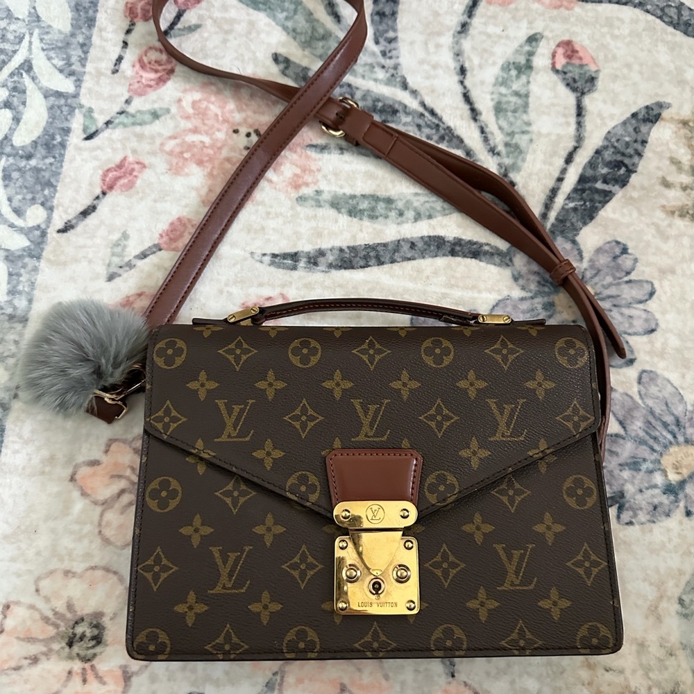 Louis Vuitton Monogram Satchel with Gold Accents